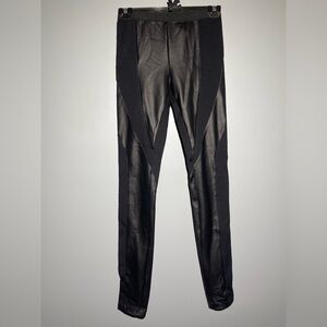 BCBGMaxAzria Black “Faux Leather Design” Leggings